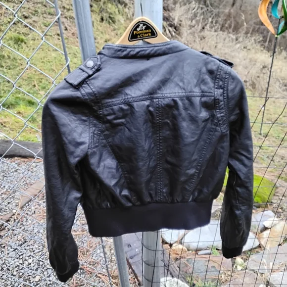 Juniors faux leather biker jacket bomber jacket - Picture 2 of 10
